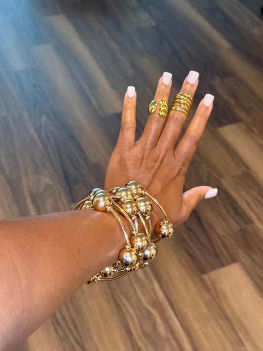 Gold Sphere Stack Bracelets  